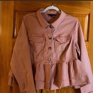 Lane Bryant blush/coral jean jacket and pants